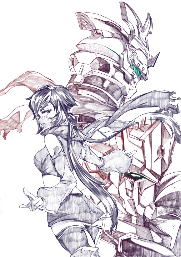ayame and rx-zeromaru (gundam and 1 more) drawn by yumemitsuki_(hagakure)