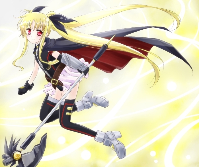 fate testarossa and bardiche (lyrical nanoha and 3 more) drawn by hachikei