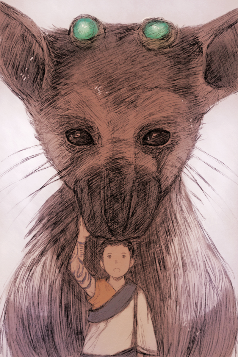 trico and the boy (the last guardian) drawn by maeka_(kumaekake)