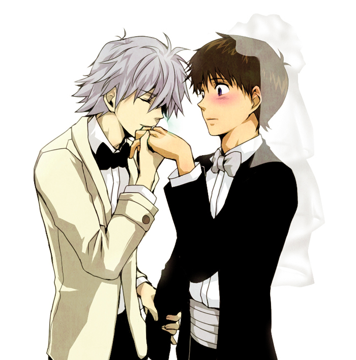 ikari shinji and nagisa kaworu (neon genesis evangelion) drawn by mesto