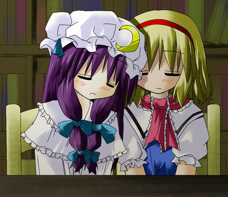 alice margatroid and patchouli knowledge (touhou) drawn by murabito