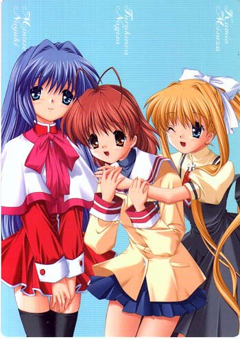 kamio misuzu, furukawa nagisa, and minase nayuki (clannad and 3 more) drawn by hinoue_itaru