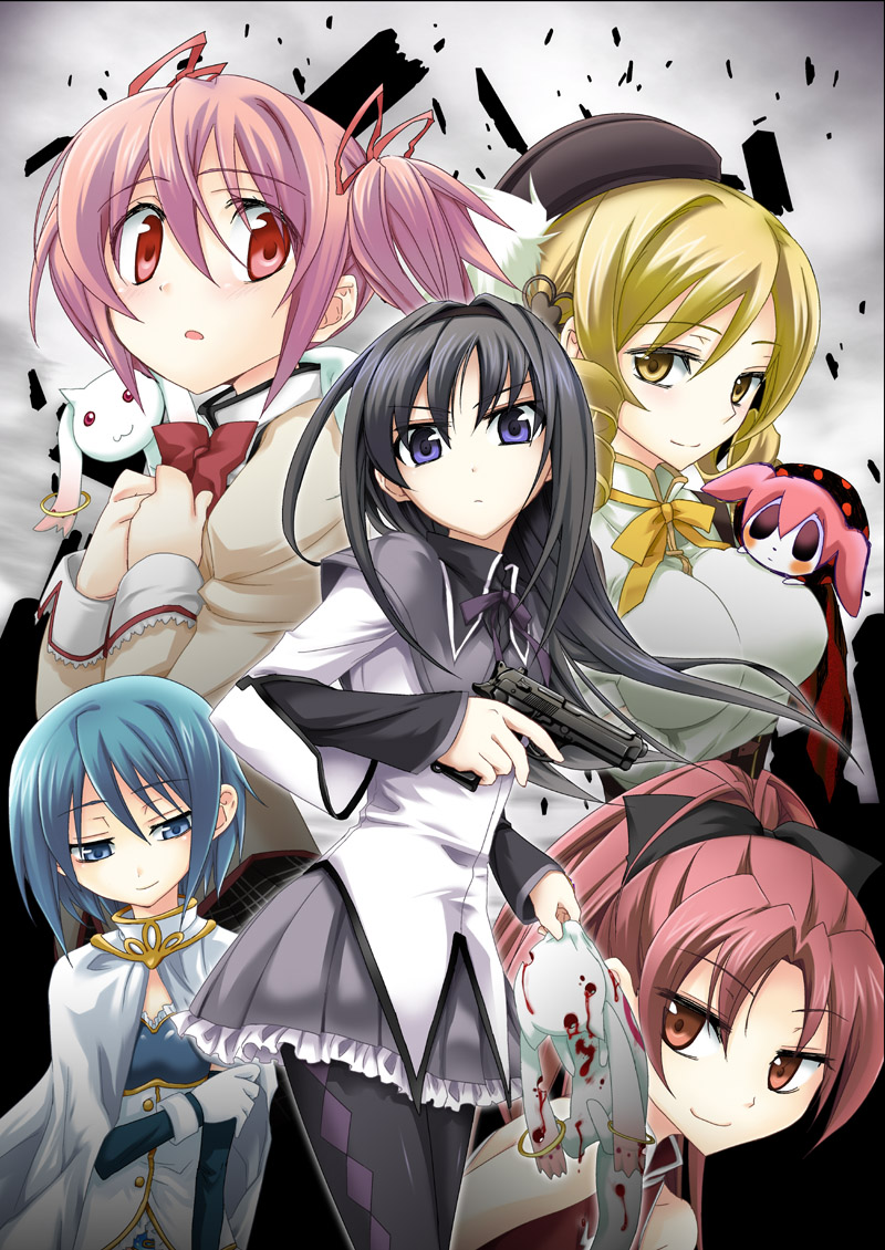 akemi homura, kaname madoka, miki sayaka, sakura kyoko, tomoe mami, and 2 more (mahou shoujo madoka magica) drawn by kanzaki_karuna