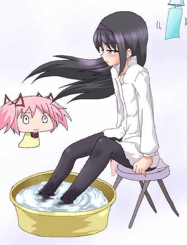 akemi homura and kaname madoka (mahou shoujo madoka magica) drawn by hayashiya_zankurou