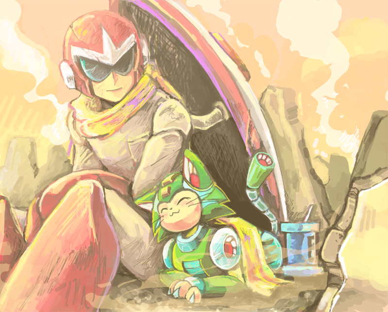 proto man and tango (mega man) drawn by whitmoon
