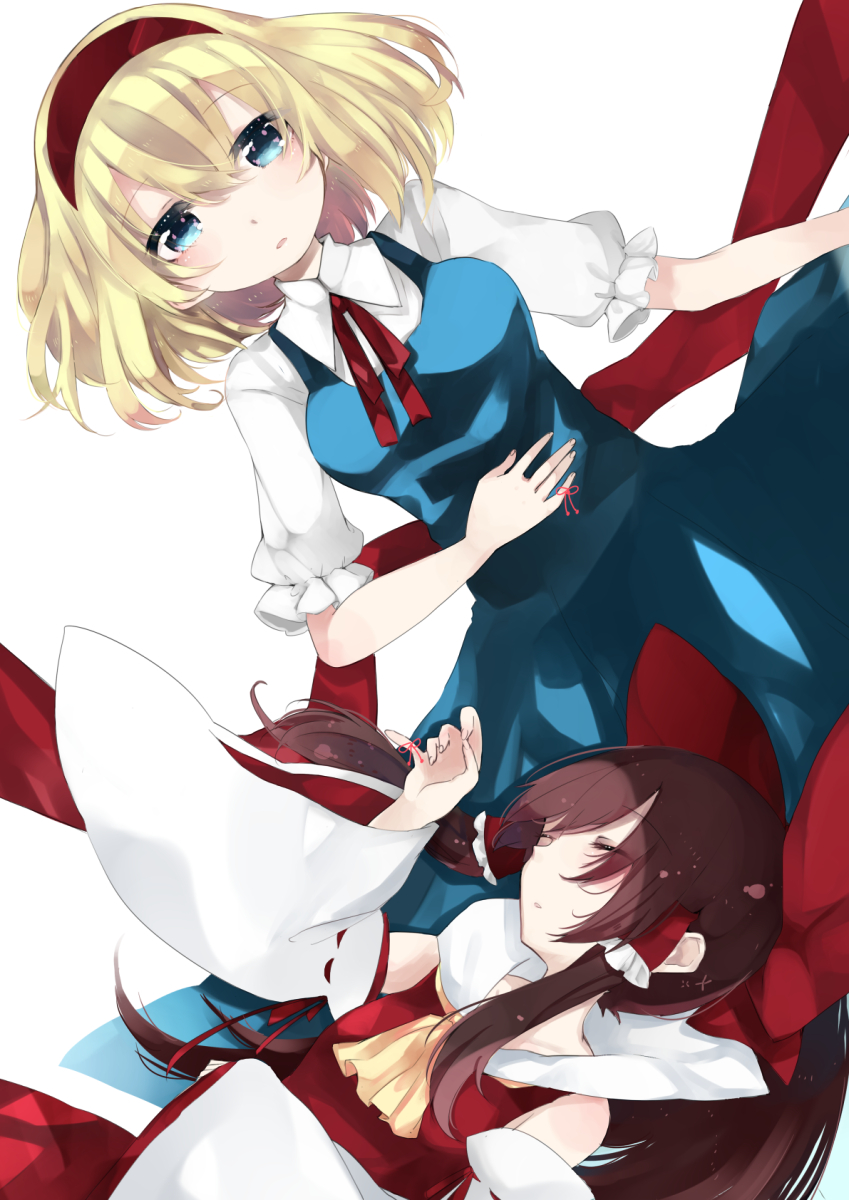hakurei reimu and alice margatroid (touhou) drawn by oinari_(tensaizoku)