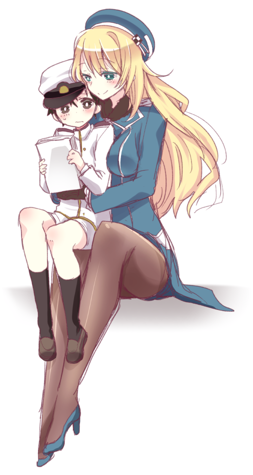admiral, atago, and little boy admiral (kantai collection) drawn by hiroichi