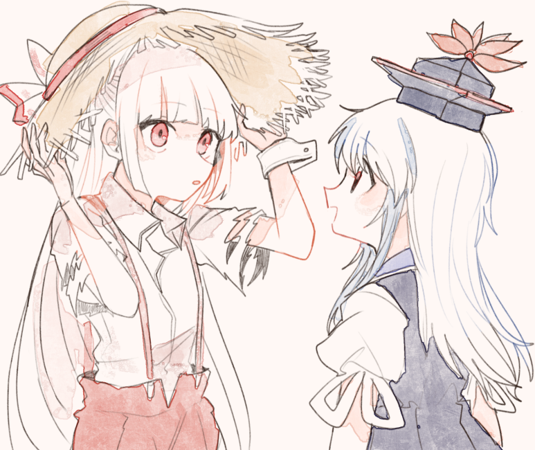 fujiwara no mokou and kamishirasawa keine (touhou) drawn by itomugi-kun
