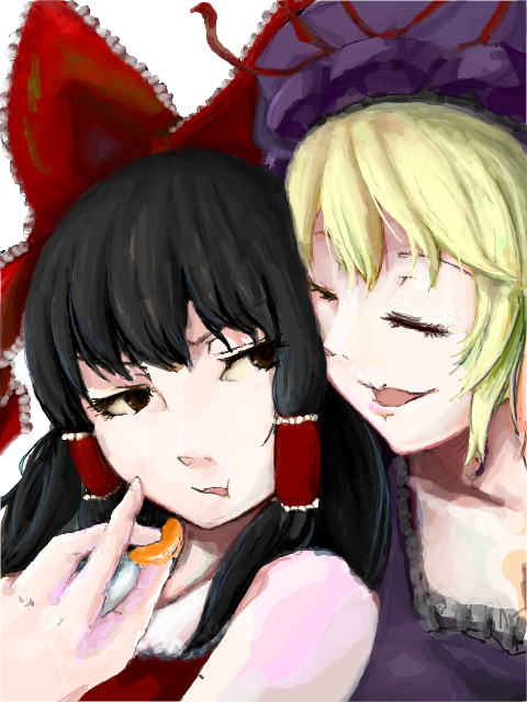 hakurei reimu and yakumo yukari (touhou) drawn by yoss_3