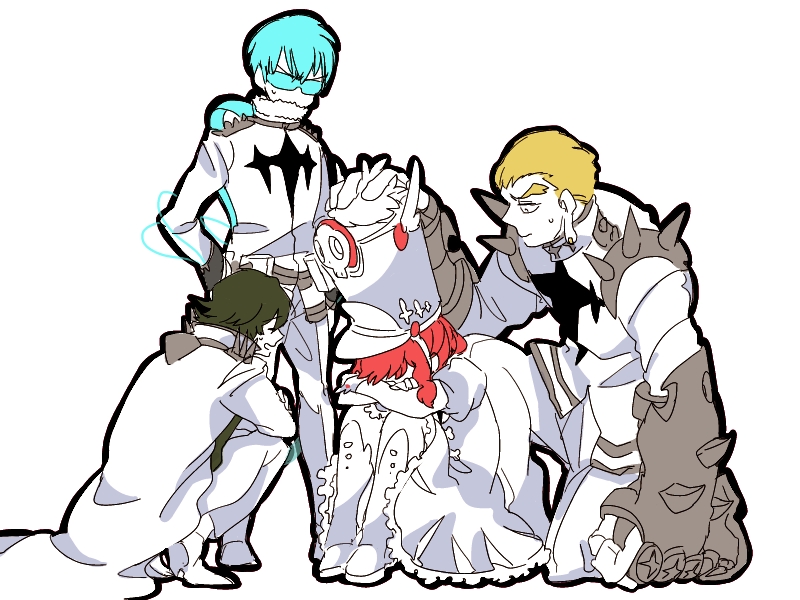 jakuzure nonon, gamagoori ira, sanageyama uzu, and inumuta houka (kill la kill) drawn by akiji_(vvzk-03)
