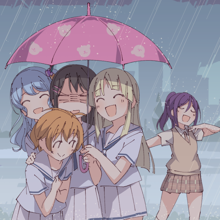 tsurumaki kokoro, okusawa misaki, matsubara kanon, seta kaoru, and kitazawa hagumi (bang dream!) drawn by ayasaka