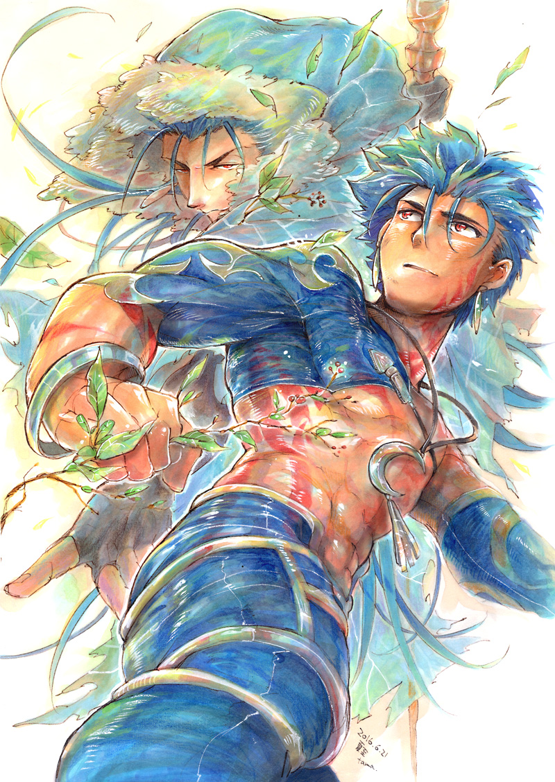 cu chulainn (fate and 1 more) drawn by ousaka_tama