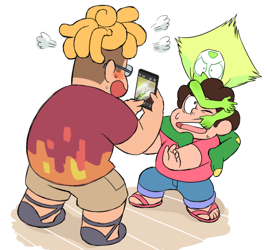 steven quartz universe, peridot, and ronaldo fryman (steven universe) drawn by kohira-san