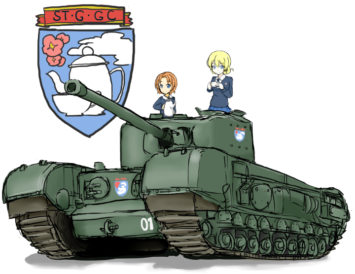 darjeeling and orange pekoe (girls und panzer) drawn by maruyaa_(malya1006)