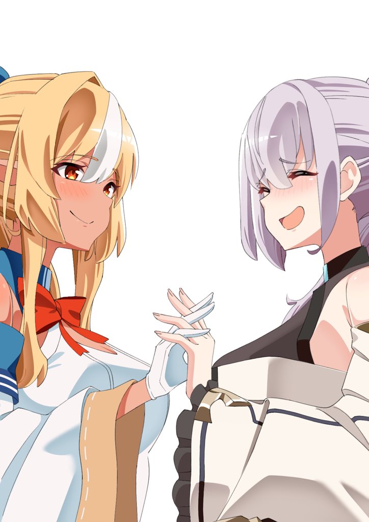 shirogane noel and shiranui flare (hololive) drawn by sakura_1110ssmm