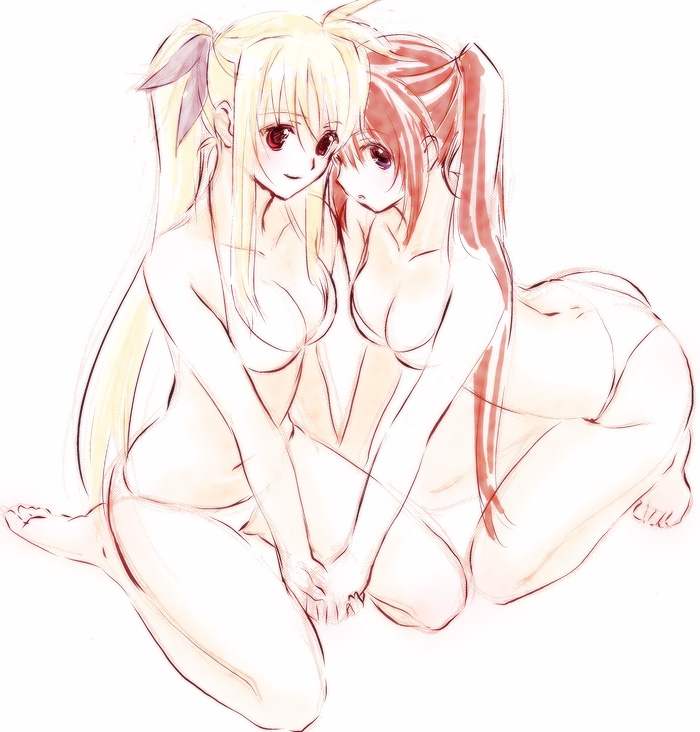 fate testarossa and takamachi nanoha (lyrical nanoha and 1 more) drawn by tokoharu