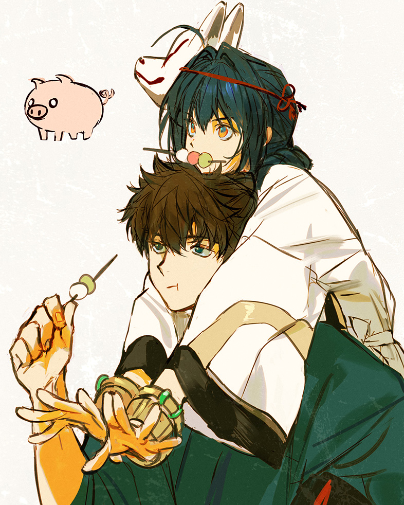 yamato takeru and miyamoto iori (fate and 1 more) drawn by huangdanlan