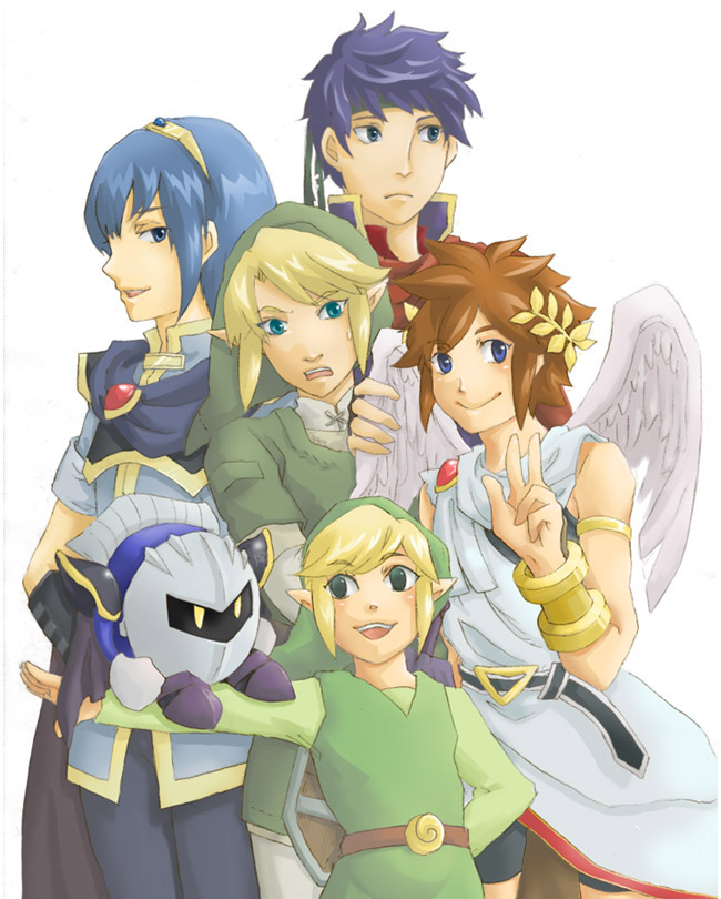 link, pit, meta knight, marth, and toon link (fire emblem and 6 more)