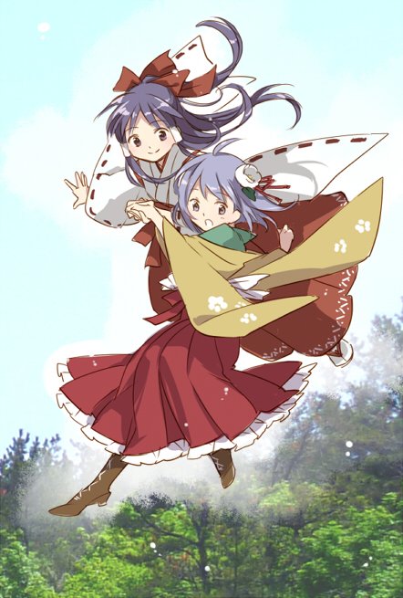 hakurei reimu and hieda no akyuu (touhou) drawn by koma_midori