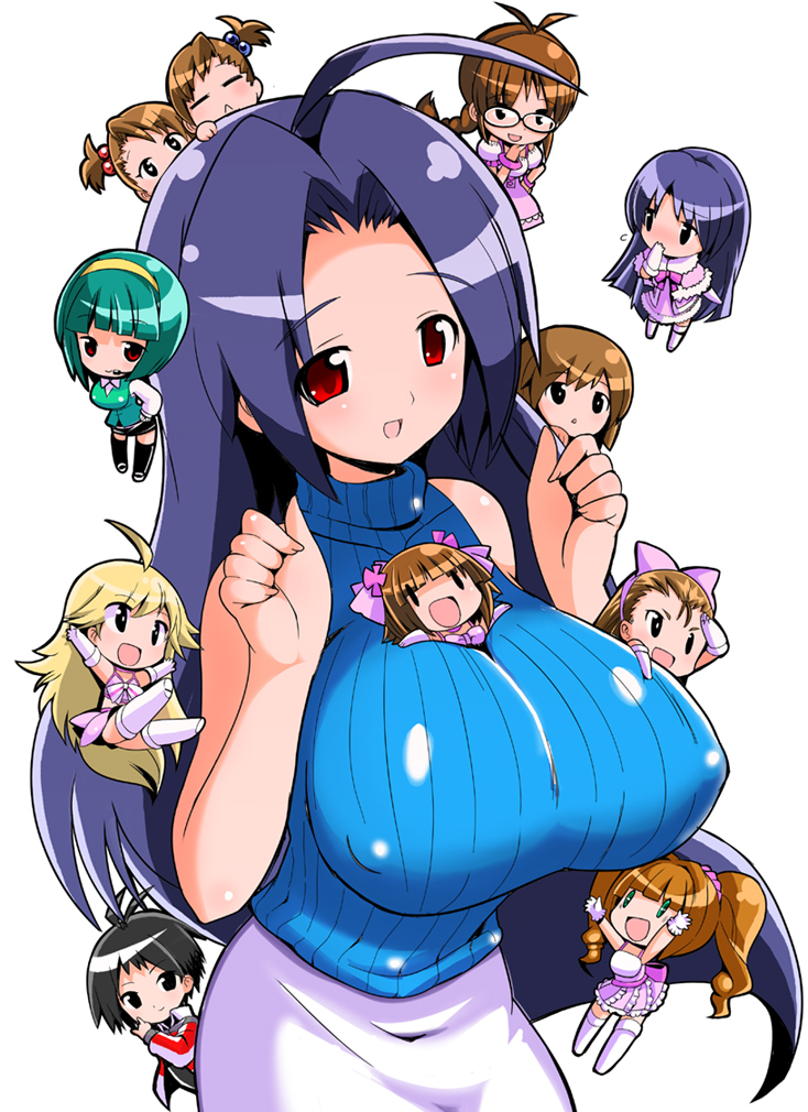 hoshii miki, kisaragi chihaya, amami haruka, kikuchi makoto, minase iori, and 7 more (idolmaster and 1 more) drawn by kitsune_choukan