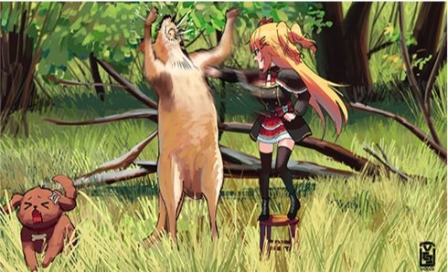 inugami korone and akai haato (hololive) drawn by voc