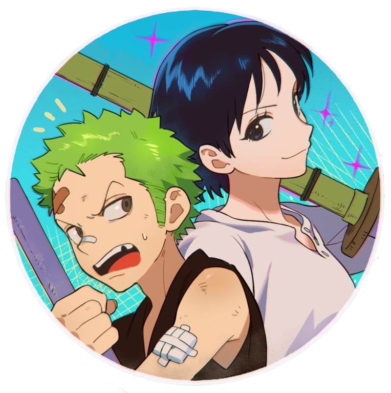 roronoa zoro and shimotsuki kuina (one piece) drawn by qin_(7833198)