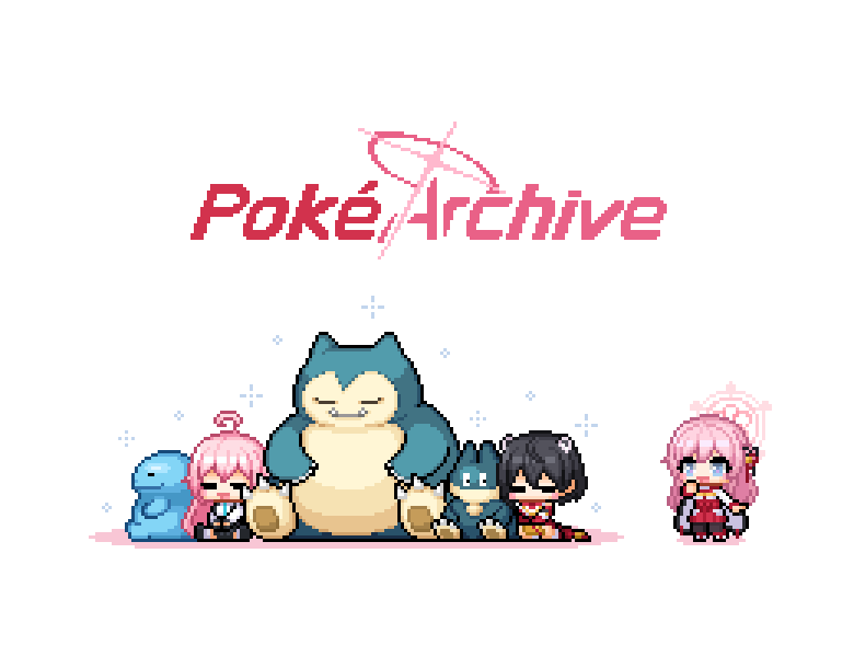 hoshino, tsubaki, snorlax, quagsire, munchlax, and 1 more (blue archive and 1 more) drawn by redforge