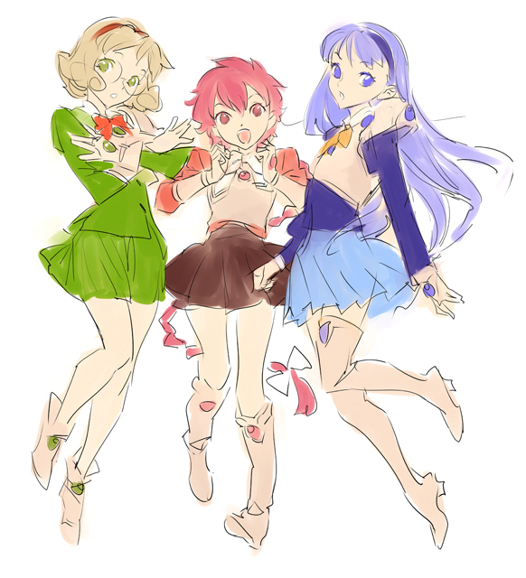 shidou hikaru, ryuuzaki umi, and hououji fuu (magic knight rayearth) drawn by nishieda