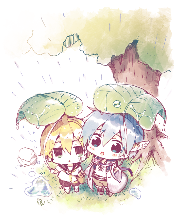 kagamine len and kaito (vocaloid and 1 more) drawn by sinaooo