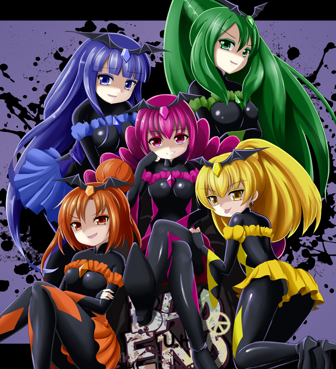 bad end happy, bad end peace, bad end beauty, bad end march, and bad end sunny (precure and 1 more) drawn by tamago_kago