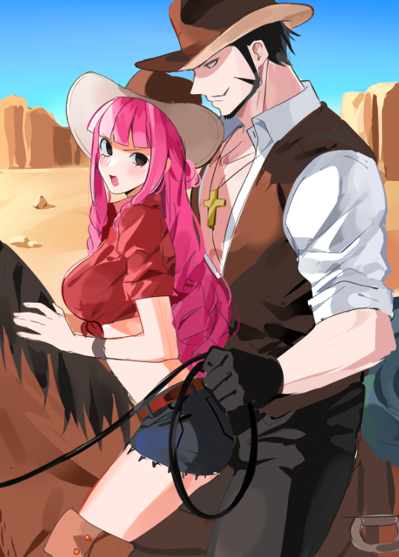 perona and dracule mihawk (one piece) drawn by joman
