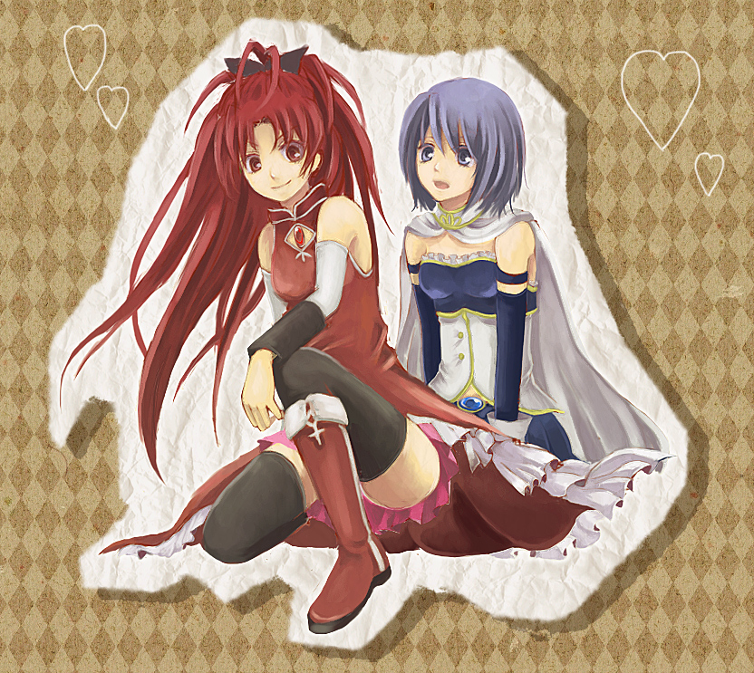 miki sayaka and sakura kyoko (mahou shoujo madoka magica) drawn by kaki39