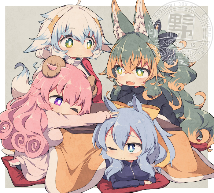 kuromiya raika, shiromiya asuka, kuzakura mika, and souma ren (original) drawn by kuromiya