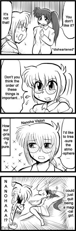 takamachi nanoha and yuuno scrya (lyrical nanoha and 1 more) drawn by enokuma_uuta