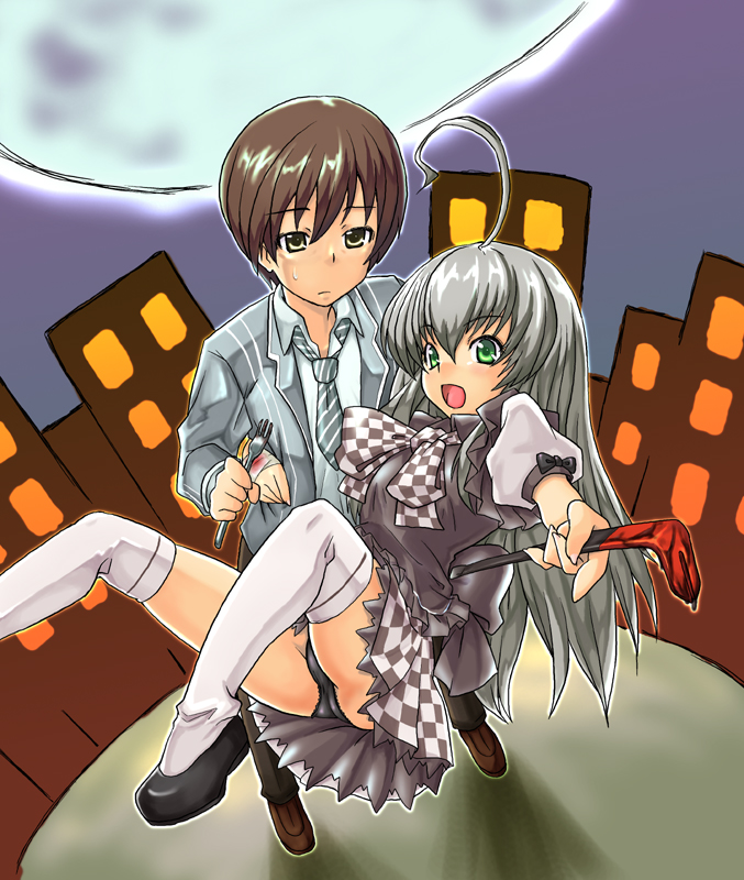 nyarlathotep and yasaka mahiro (haiyore! nyaruko-san) drawn by ta_ki