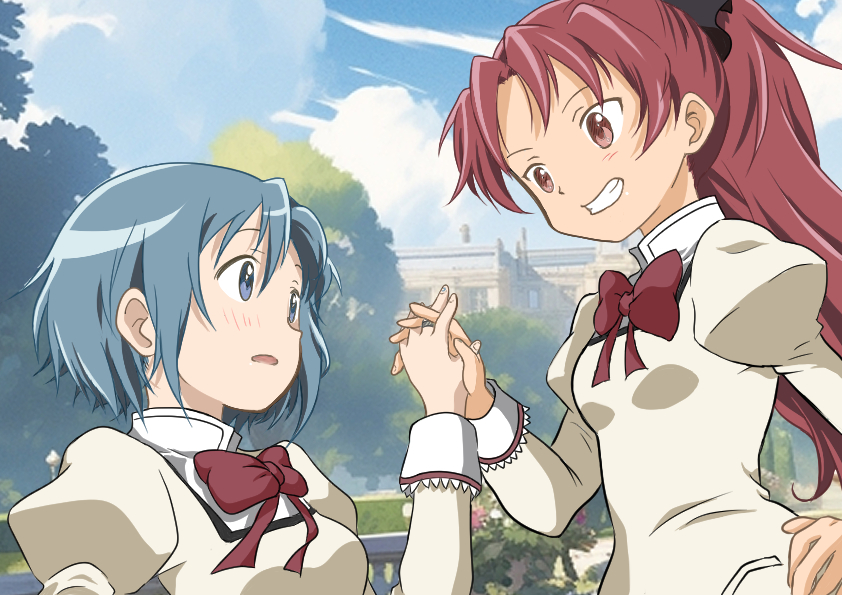 miki sayaka and sakura kyoko (mahou shoujo madoka magica) drawn by sy-km-sizuku