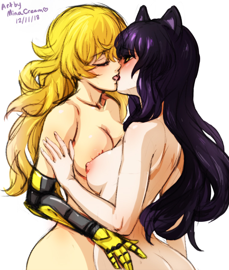 yang xiao long and blake belladonna (rwby) drawn by mina_cream