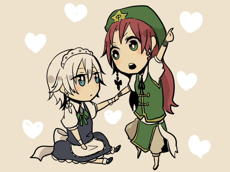 izayoi sakuya and hong meiling (touhou) drawn by daina_(encore62)