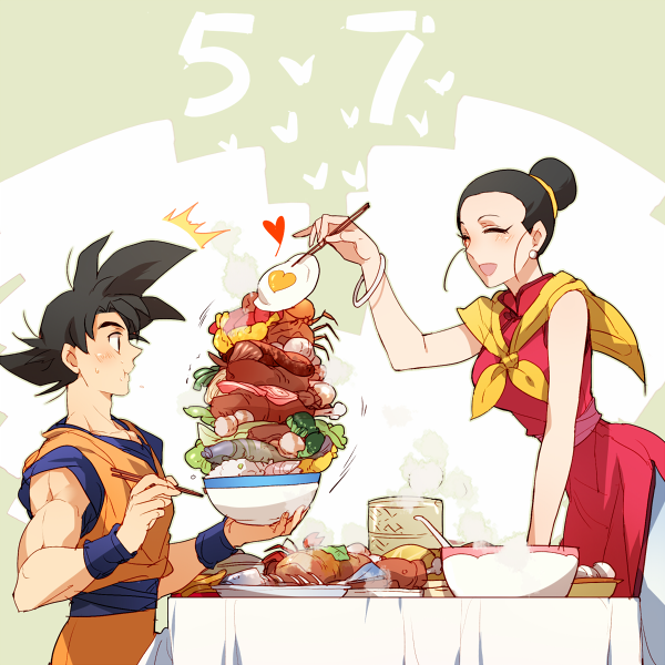 son goku and chi-chi (dragon ball and 1 more) drawn by pinki_(shounenkakuseiya)