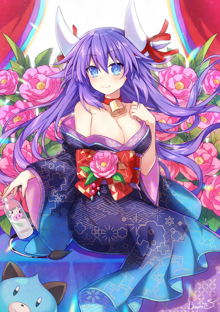 purple heart and dogoo (neptune) drawn by binato_lulu