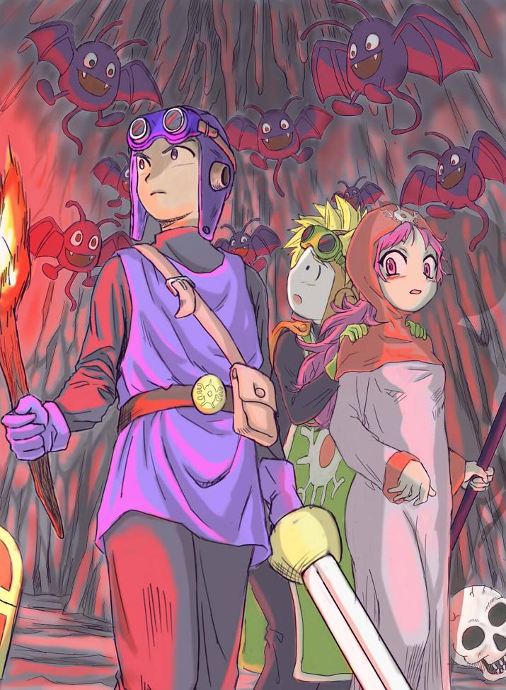 princess of moonbrook, prince of lorasia, prince of samantoria, and dracky (dragon quest and 1 more) drawn by toraneko