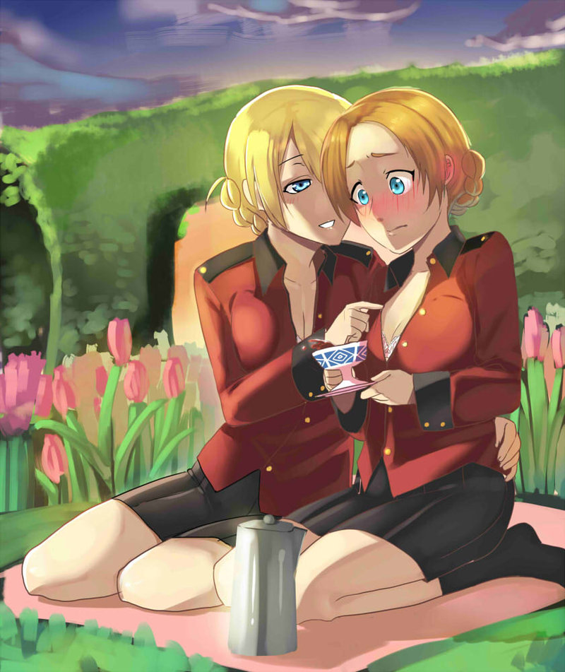 darjeeling and orange pekoe (girls und panzer) drawn by layla_(suptomat)