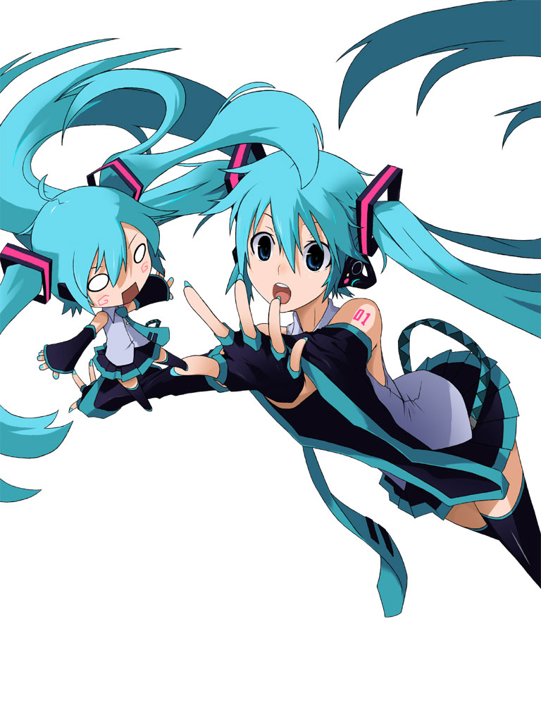 hatsune miku and hachune miku (vocaloid) drawn by dokuma3
