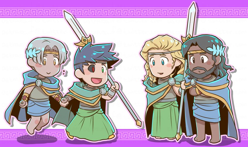 zagreus, thanatos, achilles, and patroclus (hades and 1 more) drawn by astraea_f
