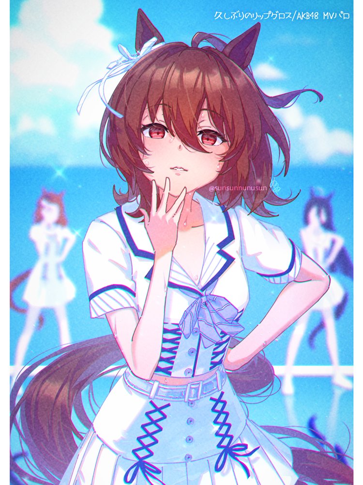 agnes tachyon, manhattan cafe, and jungle pocket (umamusume) drawn by sunsunnunusun