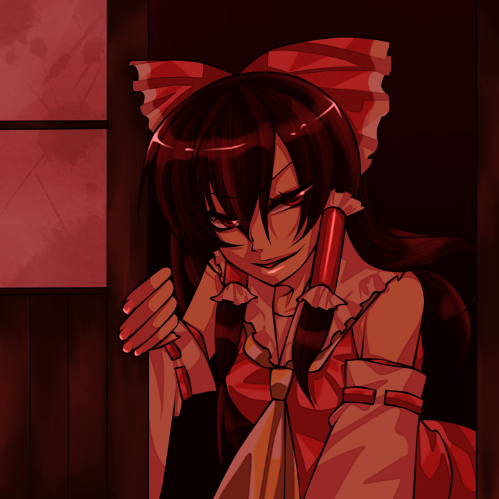hakurei reimu and onimiko (touhou and 1 more) drawn by tobi_(discharge_cycle)