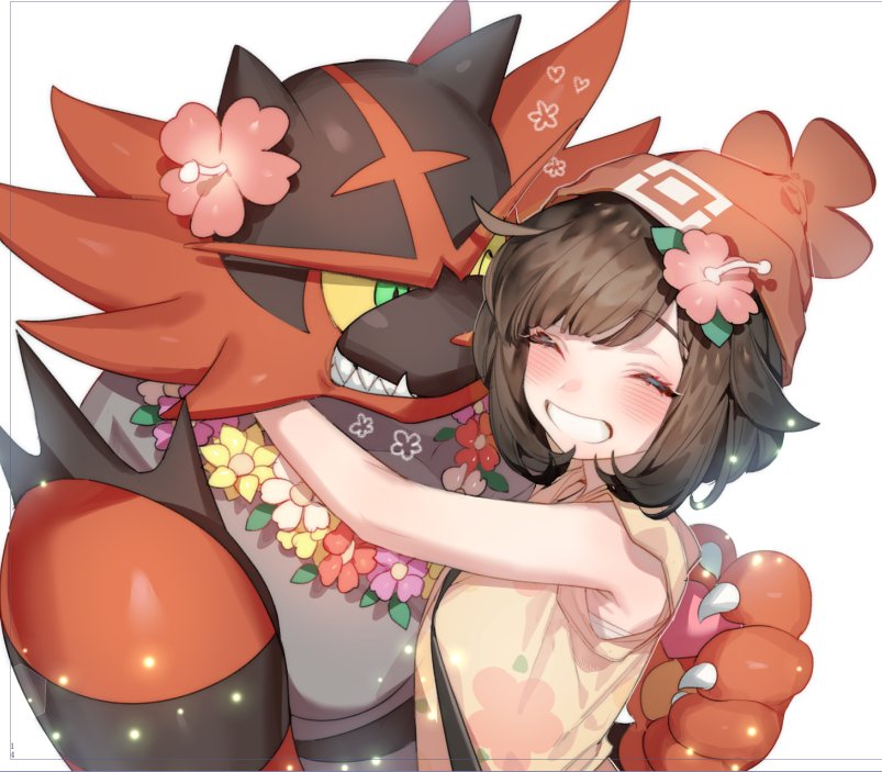 selene and incineroar (pokemon and 1 more) drawn by zuizi