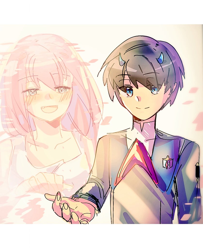 zero two and hiro (darling in the franxx) drawn by niedlichesonne