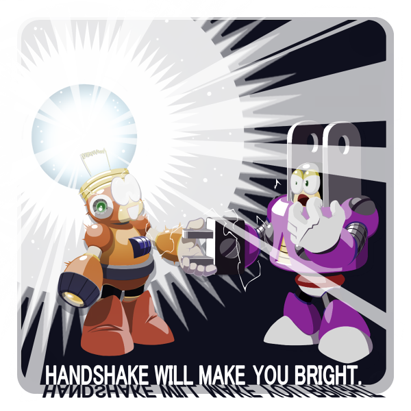 plug man and bright man (mega man and 2 more) drawn by napo