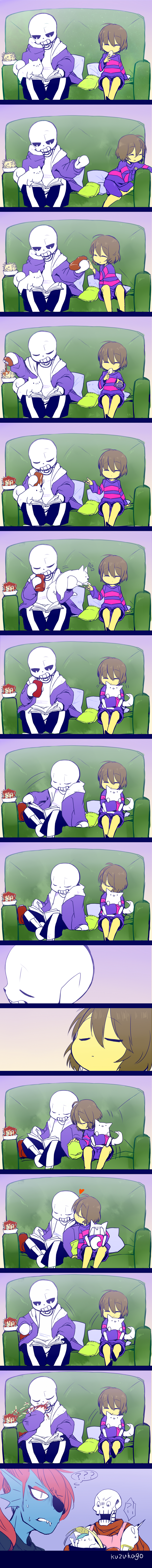 frisk, sans, papyrus, undyne, and annoying dog (undertale) drawn by yokago